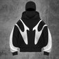 Pattern Stitching Hooded Cardigan Zipper Sweater