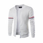 Men's Color Block Stand-Up Collar Zip-Up Sweater