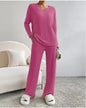 V-Neck Striped Suit & Straight-Leg Pants Set